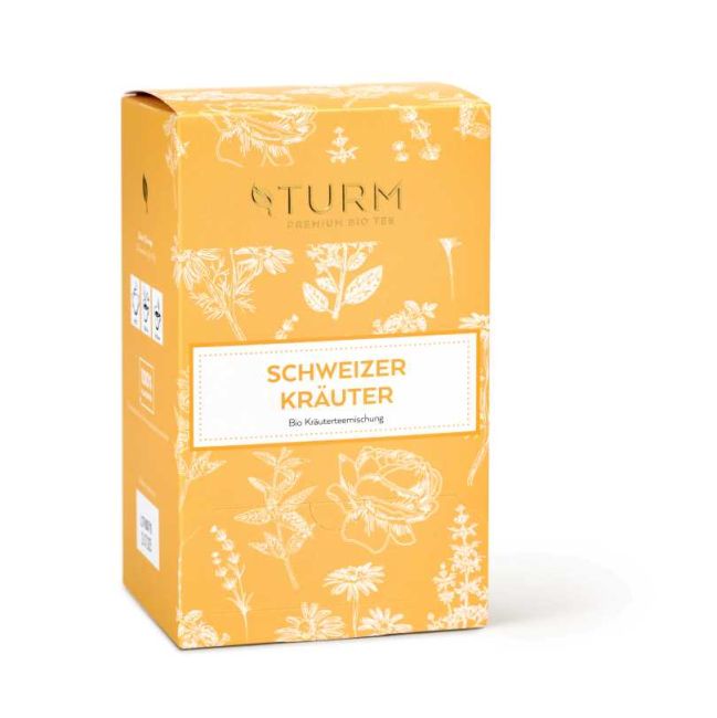 Turm Premium Bio Schweizer Kräutertee, Inhalt 20 Pyramidenbeutel x 2 gr