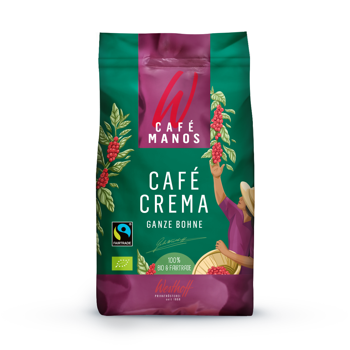 Westhoff BIO-Fairtrade-Café Manos Crème - Inhalt Kaffeebohnen 1000g