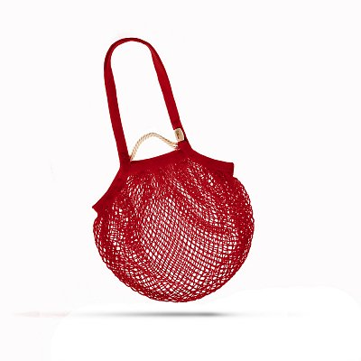 tschechische Netztasche aus Bio Baumwolle , Volumen 20 L rot - Handarbeit