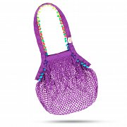 Boho Netztasche aus 100 % Baumwolle , Volumen 20 L lila - Handarbeit